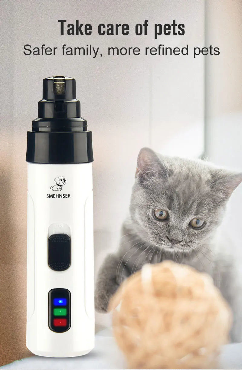 Rechargeable Pet Nail Grinder – USB Electric Clipper for Dogs & Cats