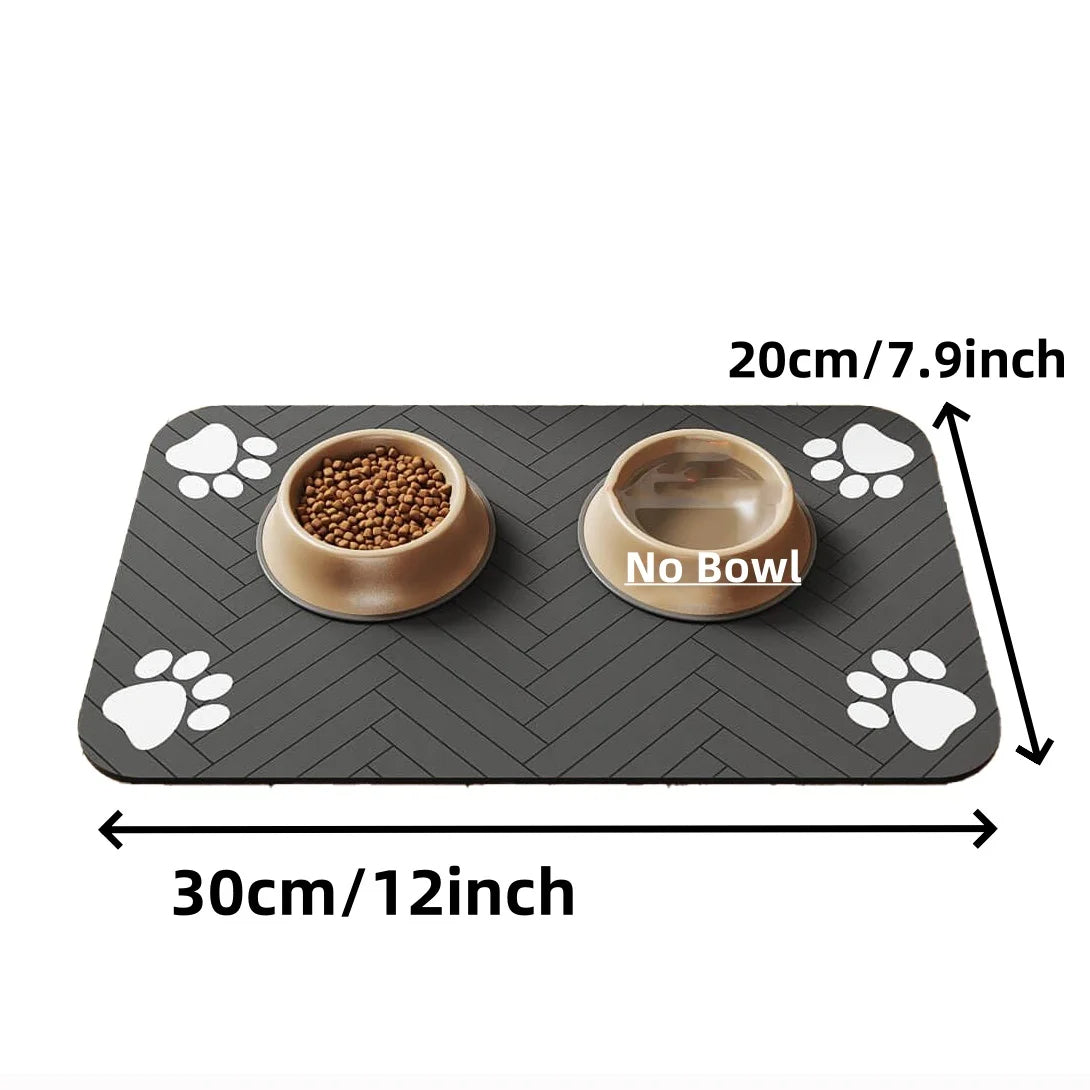 Pet Feeding Mat, Absorbent Placemat for Food & Water Bowls with Waterproof Rubber Backing