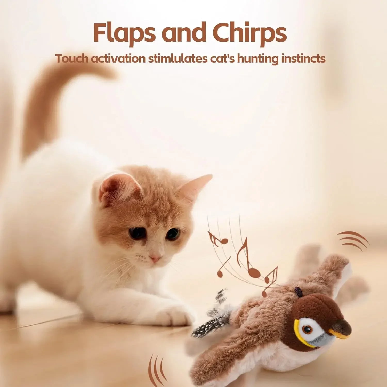 Interactive Rechargeable Chirping Bird Cat Toy with Catnip for Pets