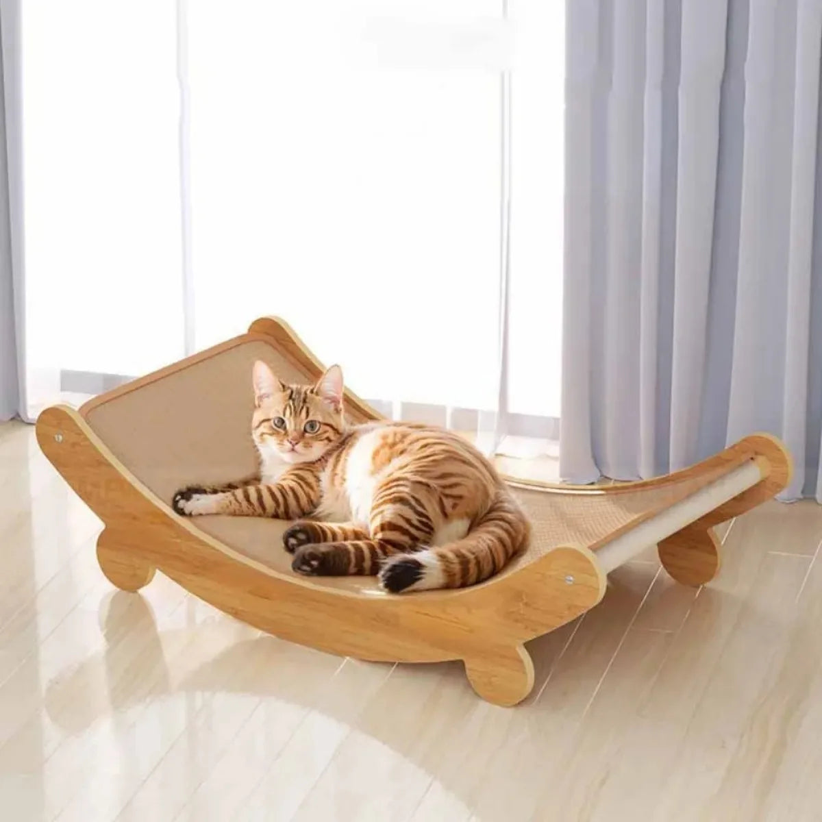 Wooden Cat Scratching Pads, Multifunctional Cats Sleeping Bed & Detachable Wear