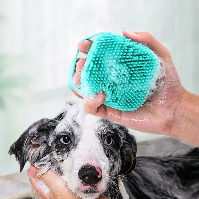 Bathroom Puppy Big Dog Cat Bath Massage Gloves Brush Soft Safety Silicone