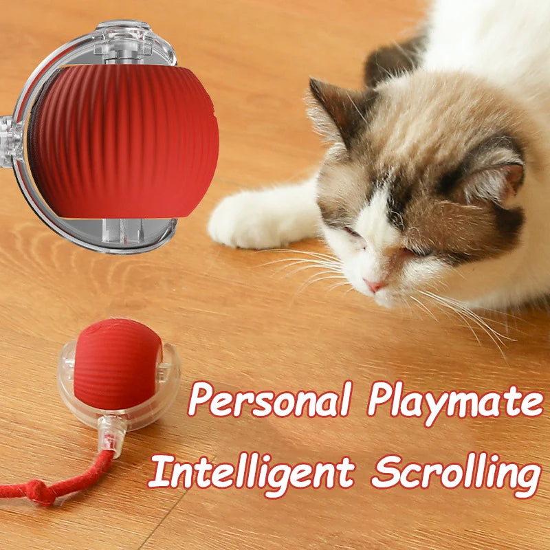 Rechargeable Cat Interactive Ball Toy,  Automatic Rolling Ball with Faux Tail, Smart Electric Mouse Imitation for Cats & Dogs