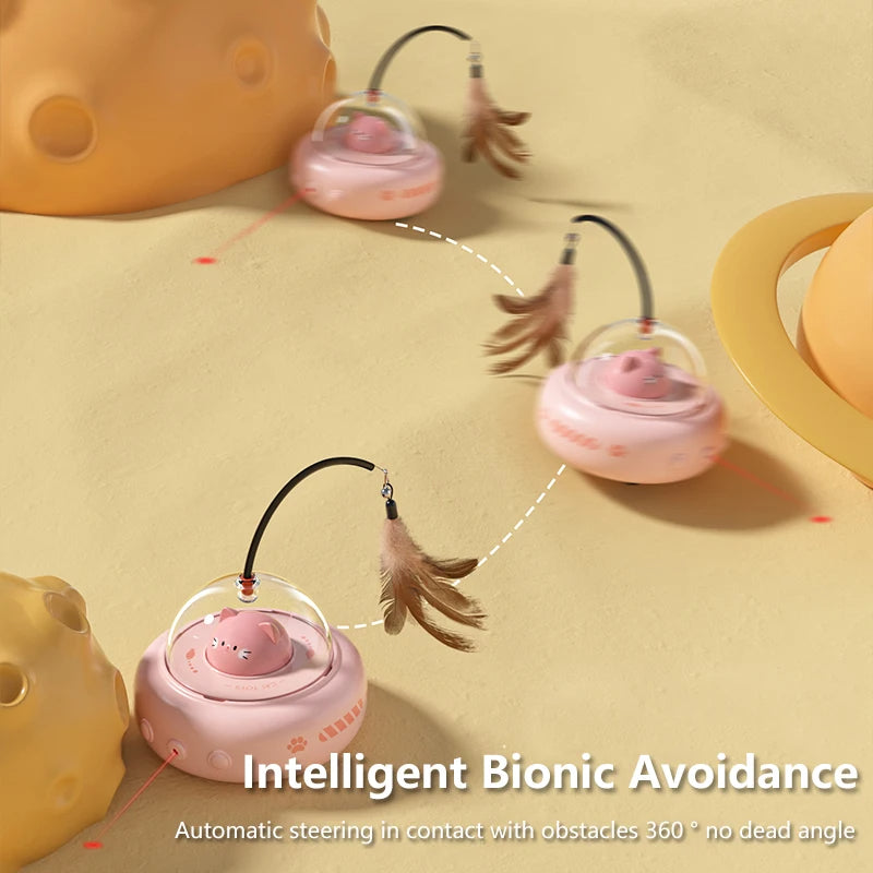 Smart Electric UFO Cat Toy with Bell & Feather Teaser