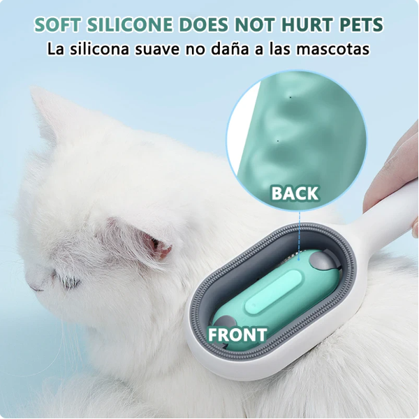 Brush for Dog Cat Silicone Pet Grooming Comb with Wipe and Water