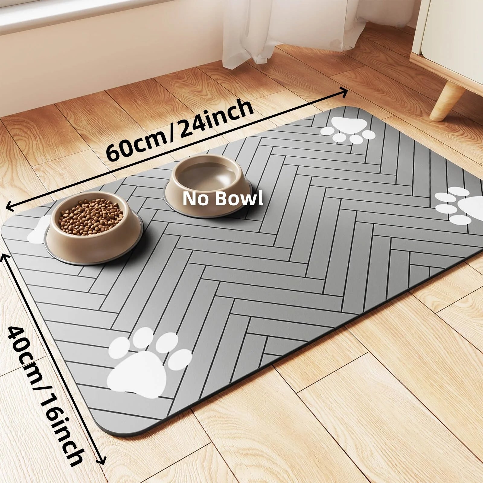 Pet Feeding Mat, Absorbent Placemat for Food & Water Bowls with Waterproof Rubber Backing