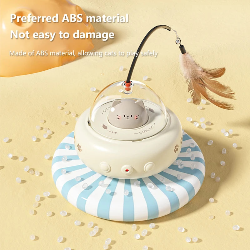 Smart Electric UFO Cat Toy with Bell & Feather Teaser