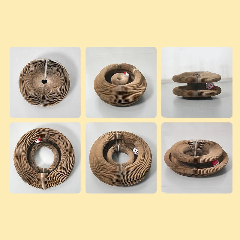 Magic Cat Round Corrugated Scratching Board with Ball Toy & Climbing Frame for Kittens