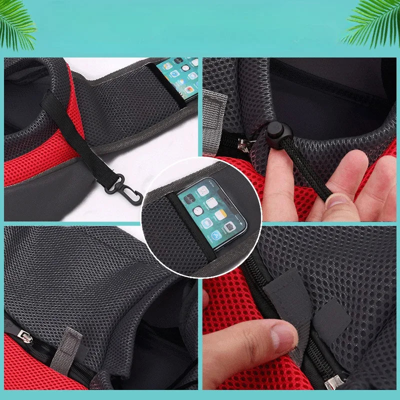Portable Mesh Pet Front Backpack - Breathable Dog Shoulder Carrier for Travel