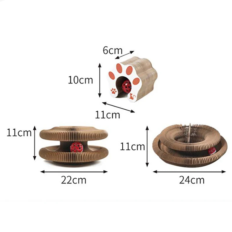 Magic Cat Round Corrugated Scratching Board with Ball Toy & Climbing Frame for Kittens
