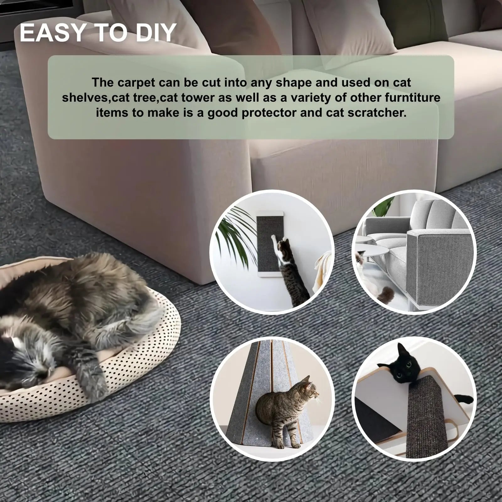 Self-Adhesive Cat Scratch Protector for Wall & Sofa – Trimmable Board