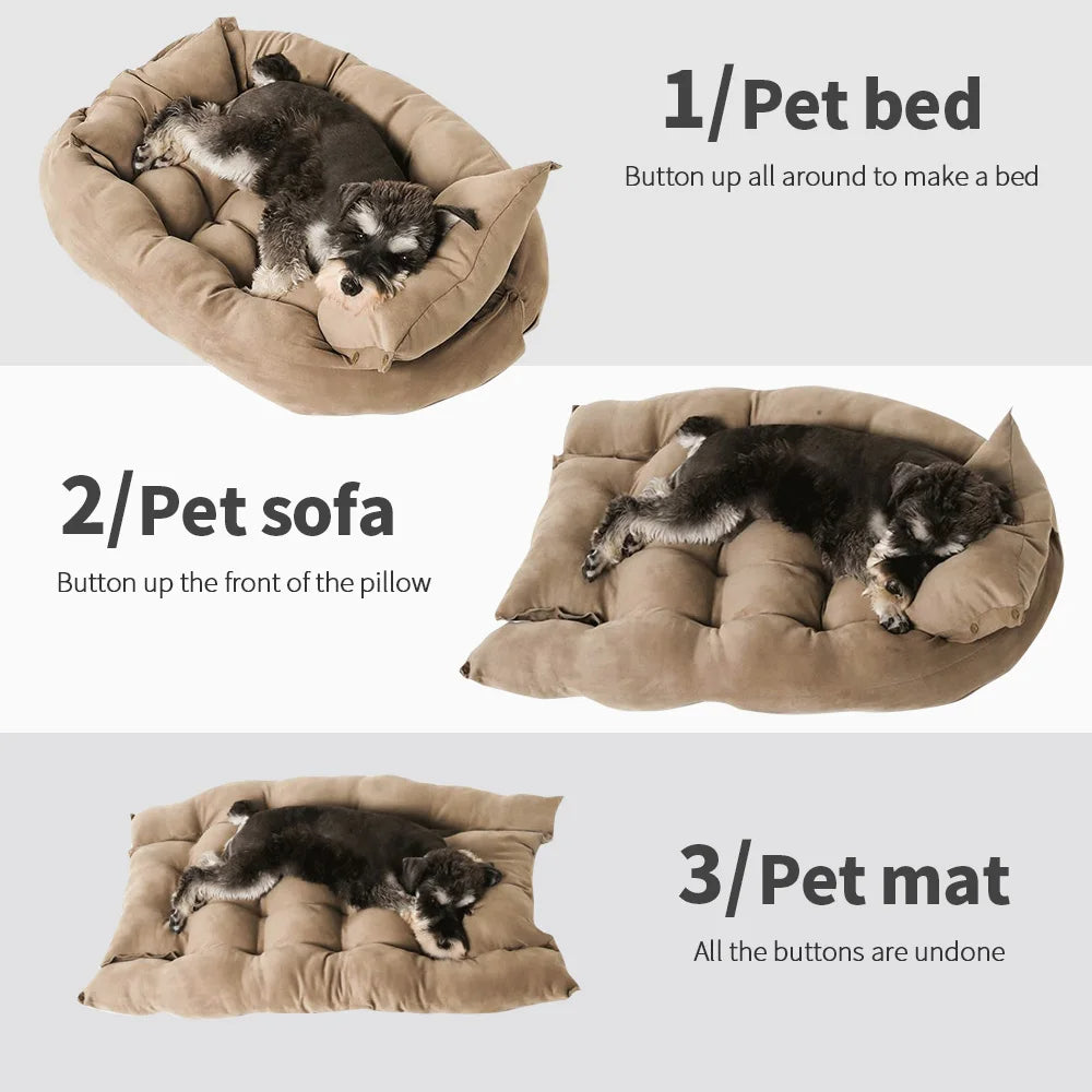 3-in-1 Multifunction Dog Bed Mat for Dogs & Cats - Warm, Soft Sleeping Cushion