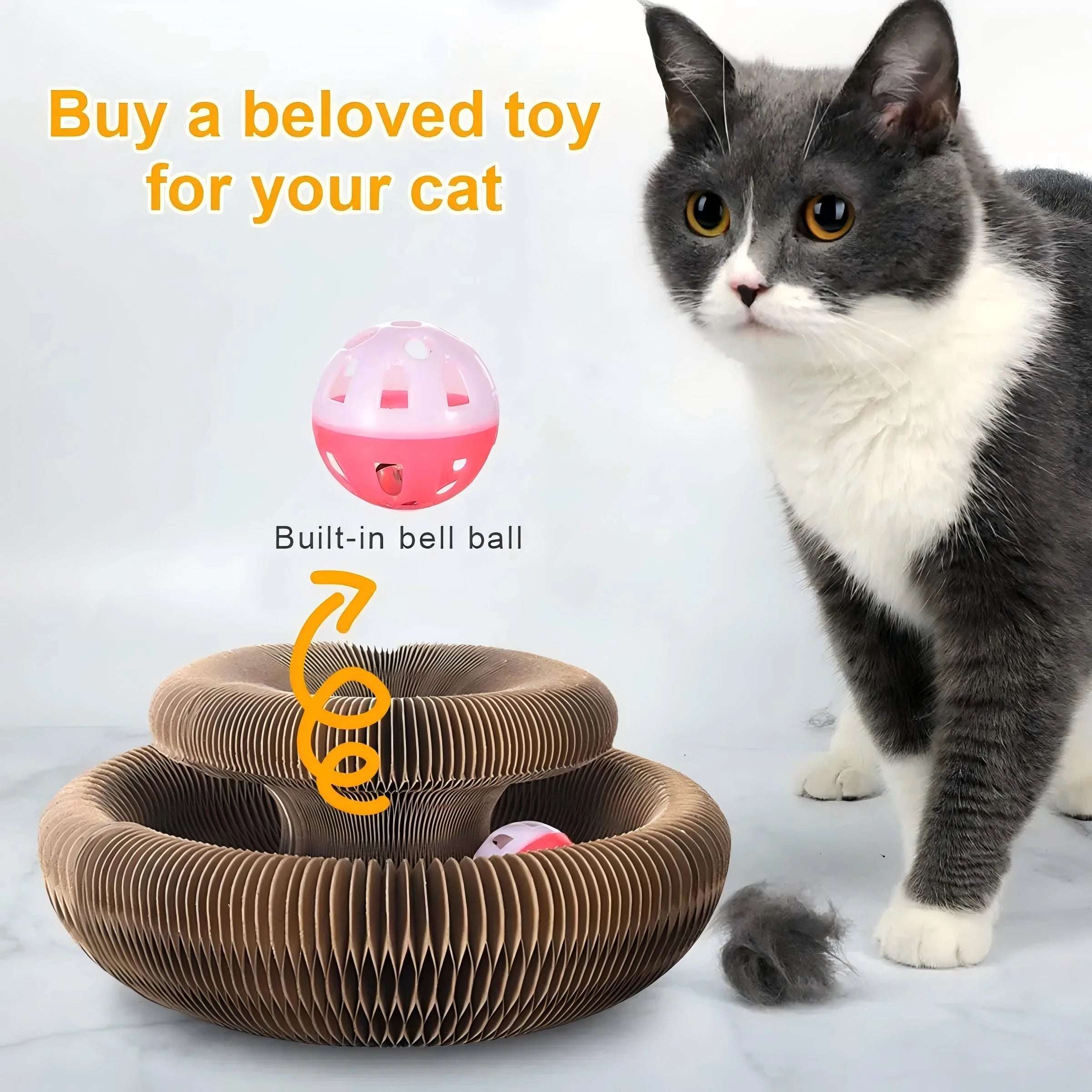 Magic Cat Round Corrugated Scratching Board with Ball Toy & Climbing Frame for Kittens
