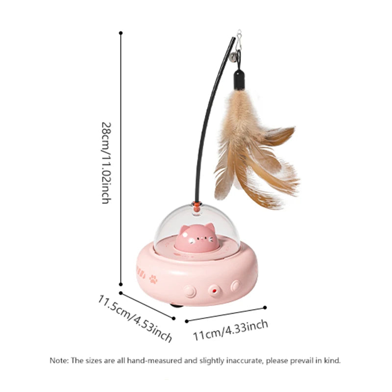 Smart Electric UFO Cat Toy with Bell & Feather Teaser