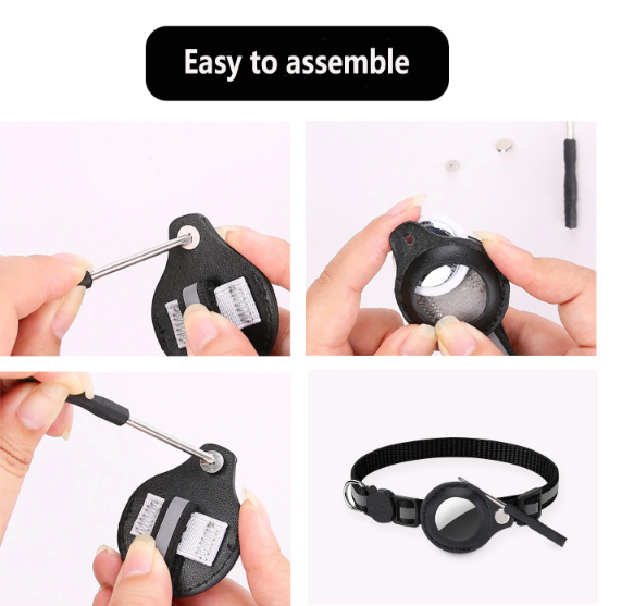 Cat AirTag Holder Collar Breakaway Reflective Strips Adjustable Kitten Collar Waterproof Cat Bell Collar Pet Air Tag Case