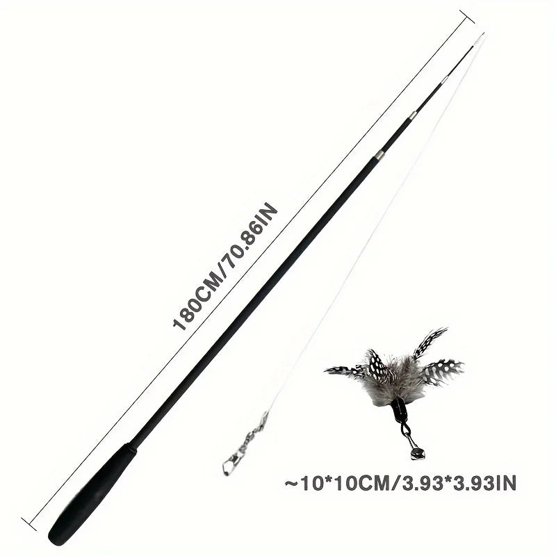Telescopic Cat Teaser Wand – 4-Section Extendable Rod with Cartoon Design