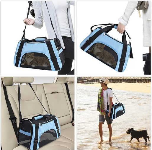 Travel Carrier for Cats, Dogs Puppy Comfort Portable Folding Pet Carrier