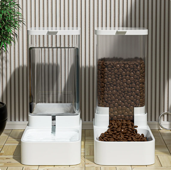 Dog Feeder Cat Automatic Feeding Water Bowl Transparent