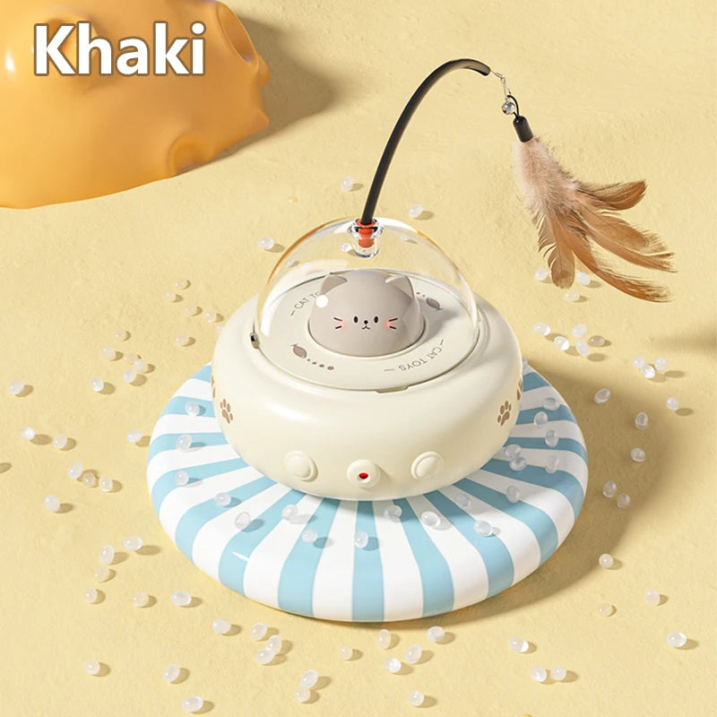 Smart Electric UFO Cat Toy with Bell & Feather Teaser