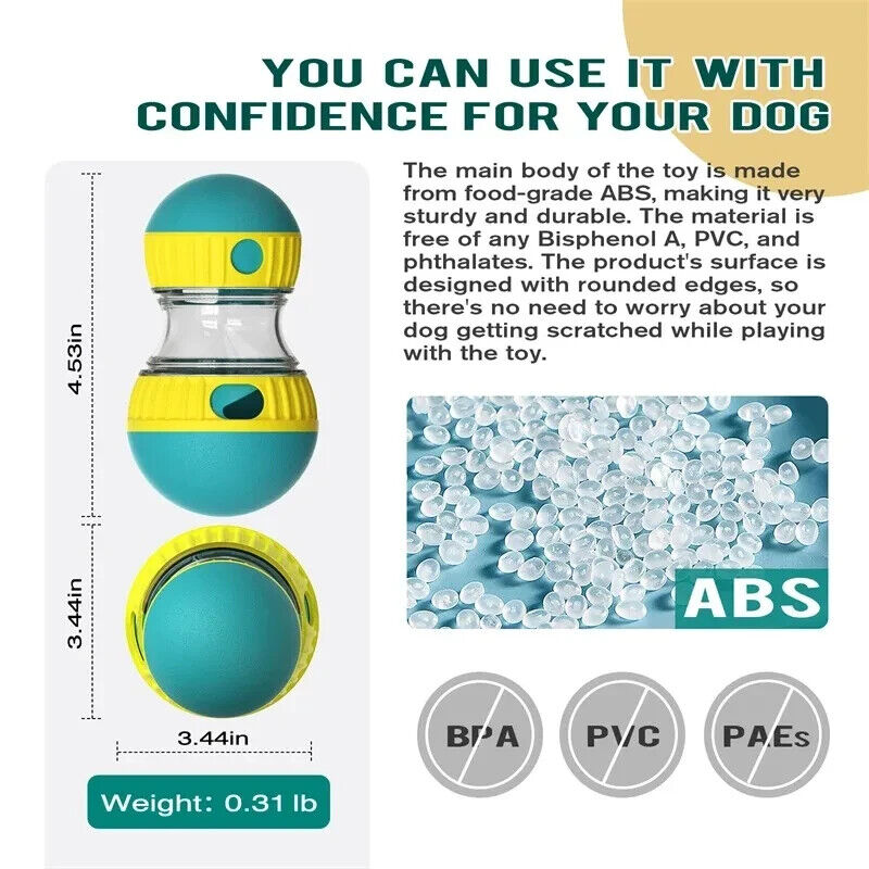 Dog Toy Tumbler Leaky Food Rolling Ball Elliptical Track Slowly Feeding Protects