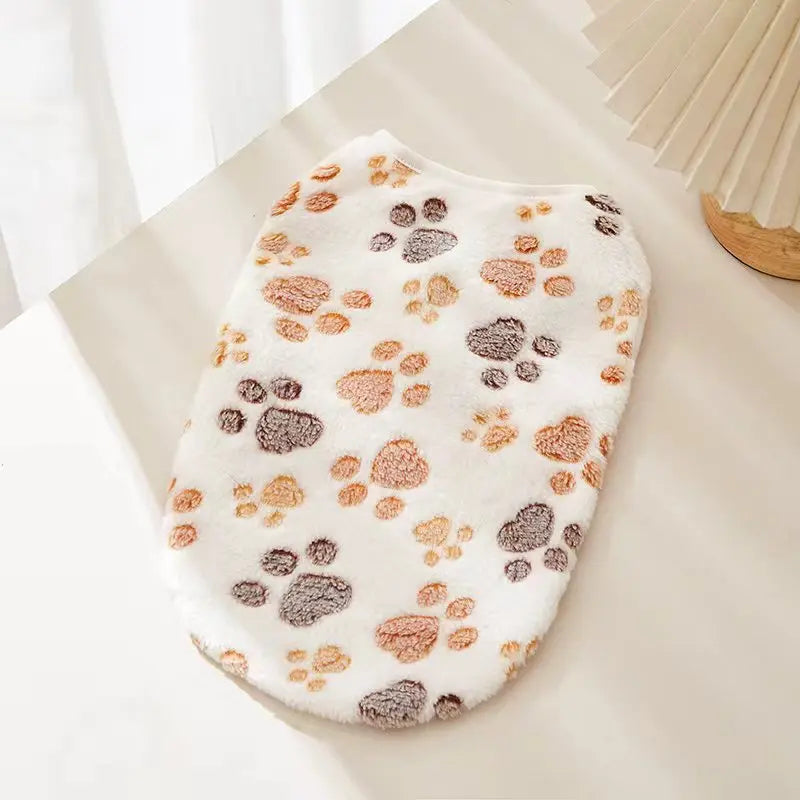 Soft Flannel Dog Clothes Cute Paw Print Vest for Small Medium Dogs